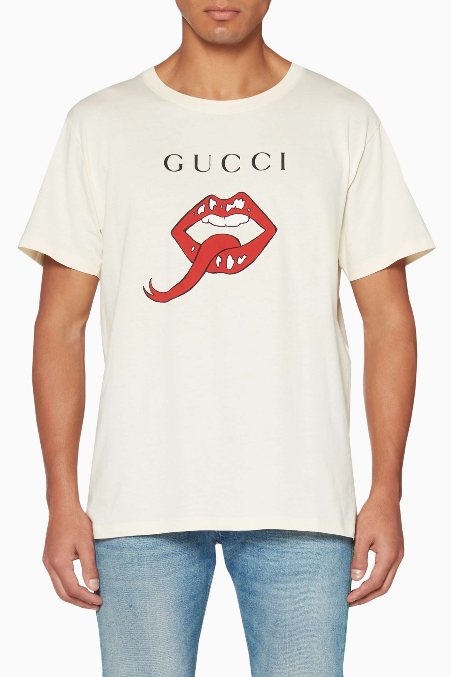 Shop Gucci White White Graphic Print T-Shirt for Men | Ounass Saudi