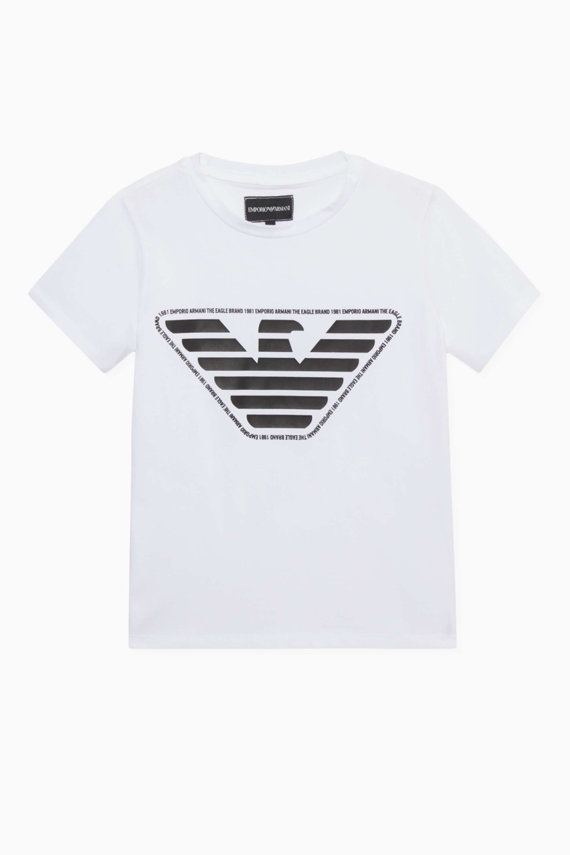 Shop Emporio Armani White The Eagle Brand T-Shirt for Kids 