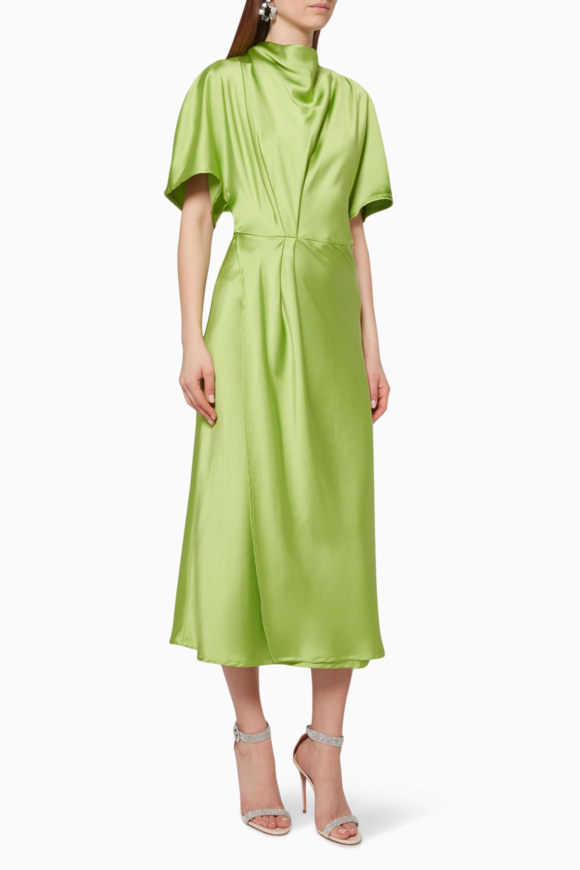 Stine Goya Green Rhode Drape Midi Dress ...
